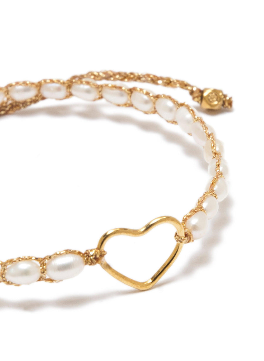 Fresh Water Pearl Oval Heart Bracelet | Gold - Samapura Jewelry