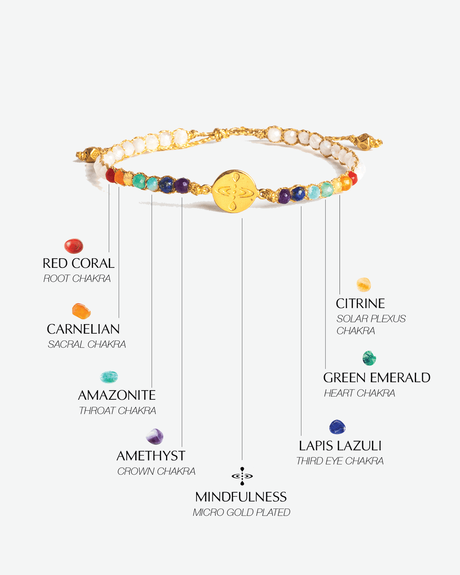 Mindfulness 7 Chakras Moonstone Bracelet | Gold - Samapura Jewelry