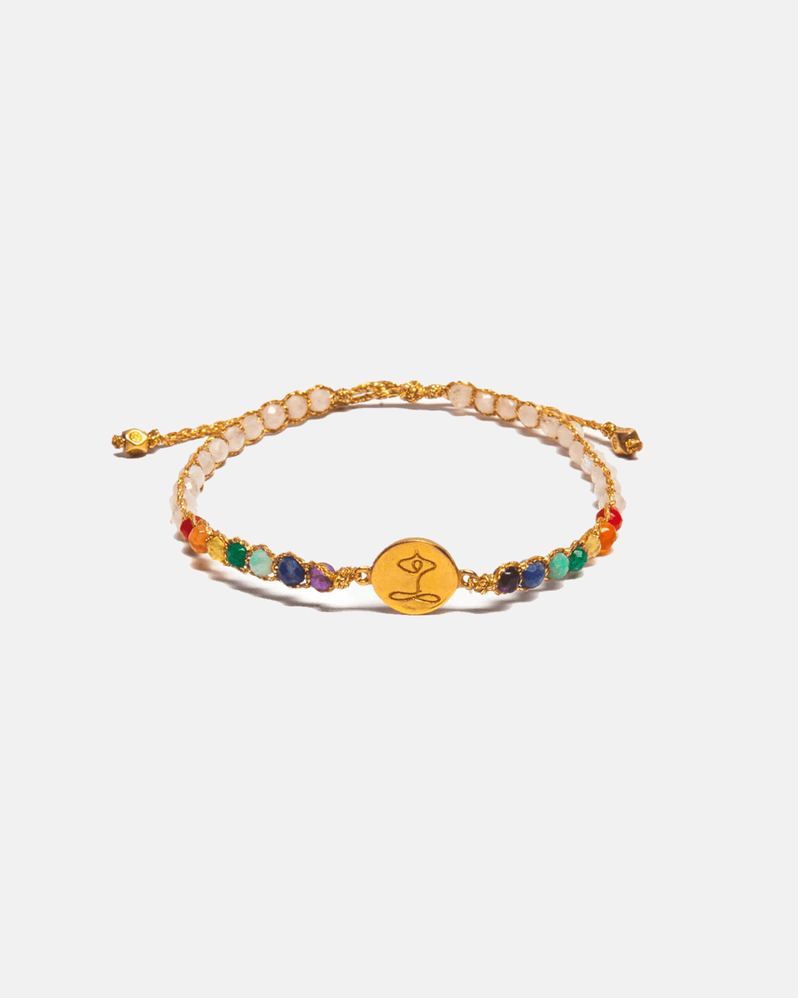 Namaste 7 Chakras Moonstone Bracelet | Gold - Samapura Jewelry