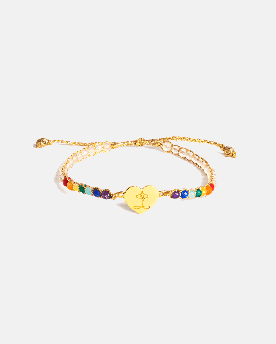 Namaste Heart 7 Chakras Lemon Quartz Bracelet | Gold - Samapura Jewelry