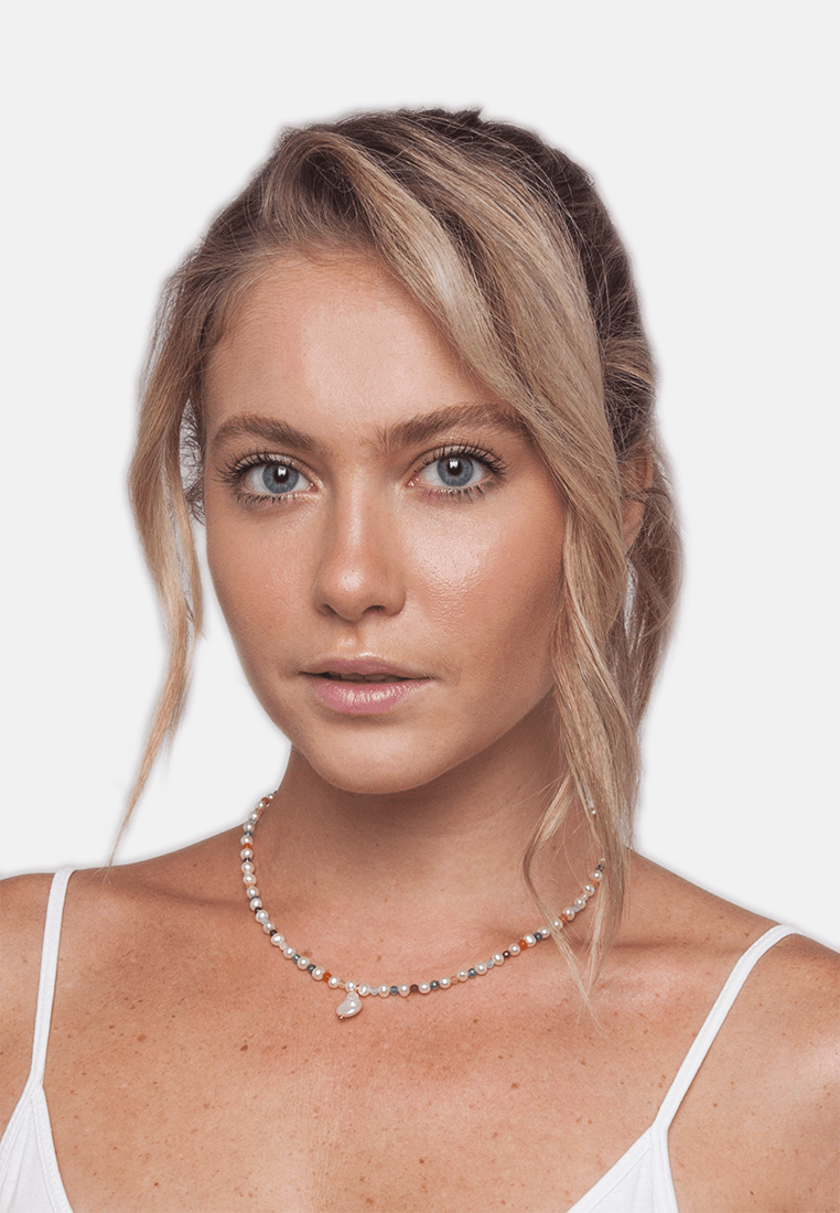 Fresh Water Pearl & Gemstone Necklace | Silver - Samapura Jewelry