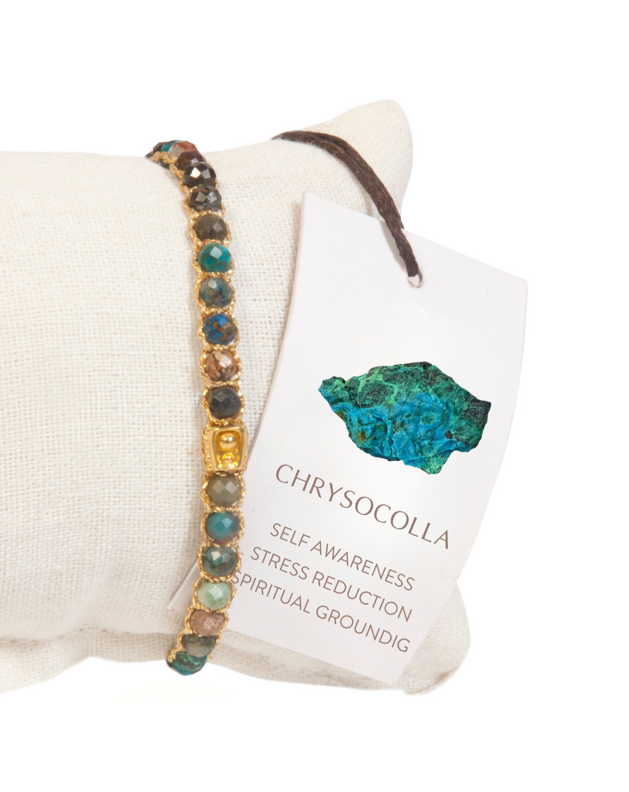 Chrysocolla Agate Bracelet | Gold