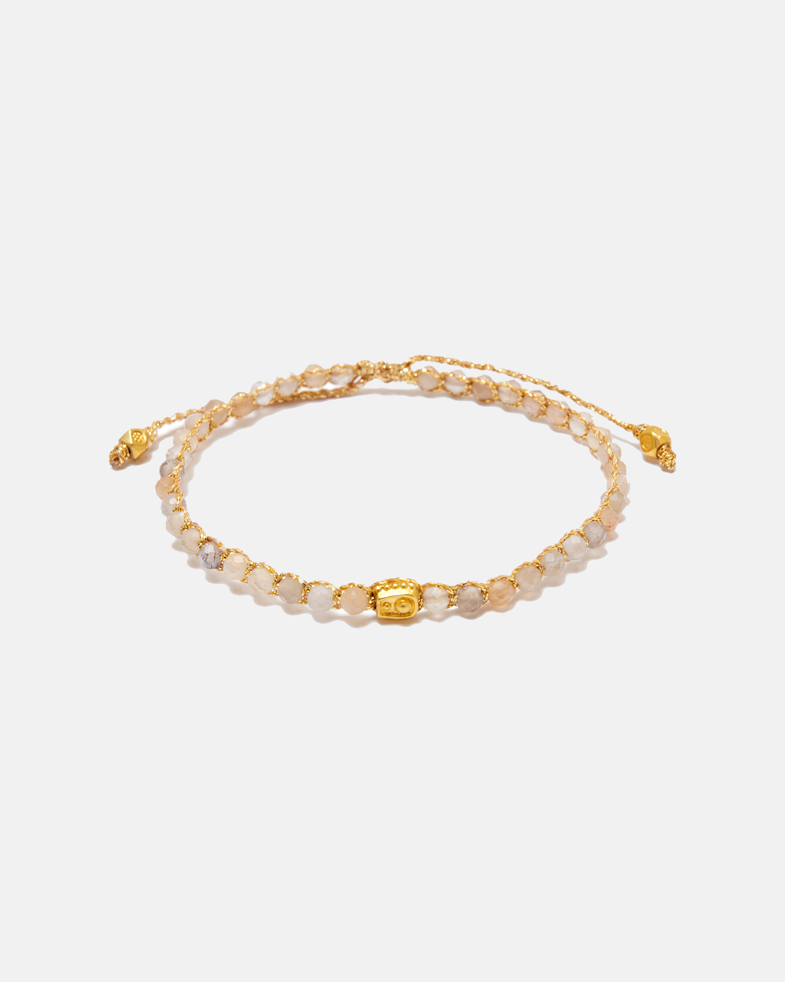 Exclusive PEACH MOONSTONE Bracelet | GOLD Yarn | Gemstone Bracelet ...