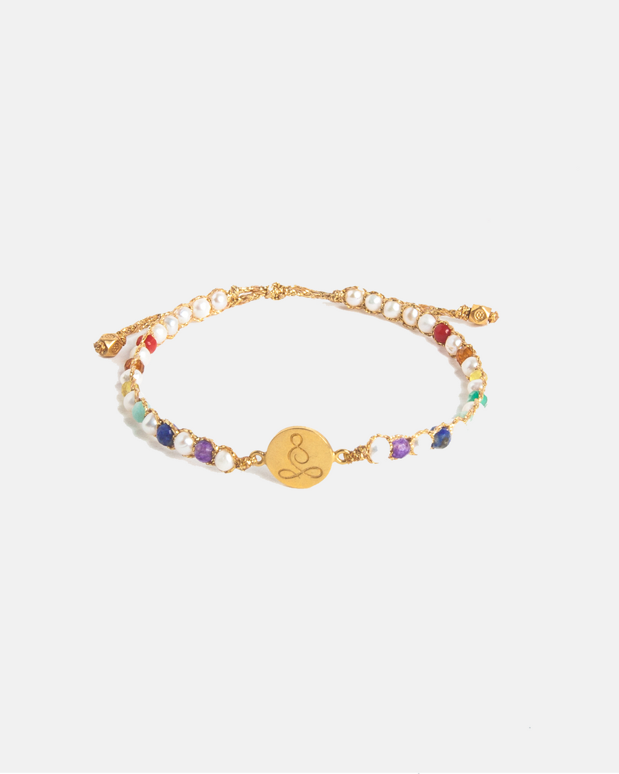 Gelang Mutiara Lotus 7 Chakra | emas