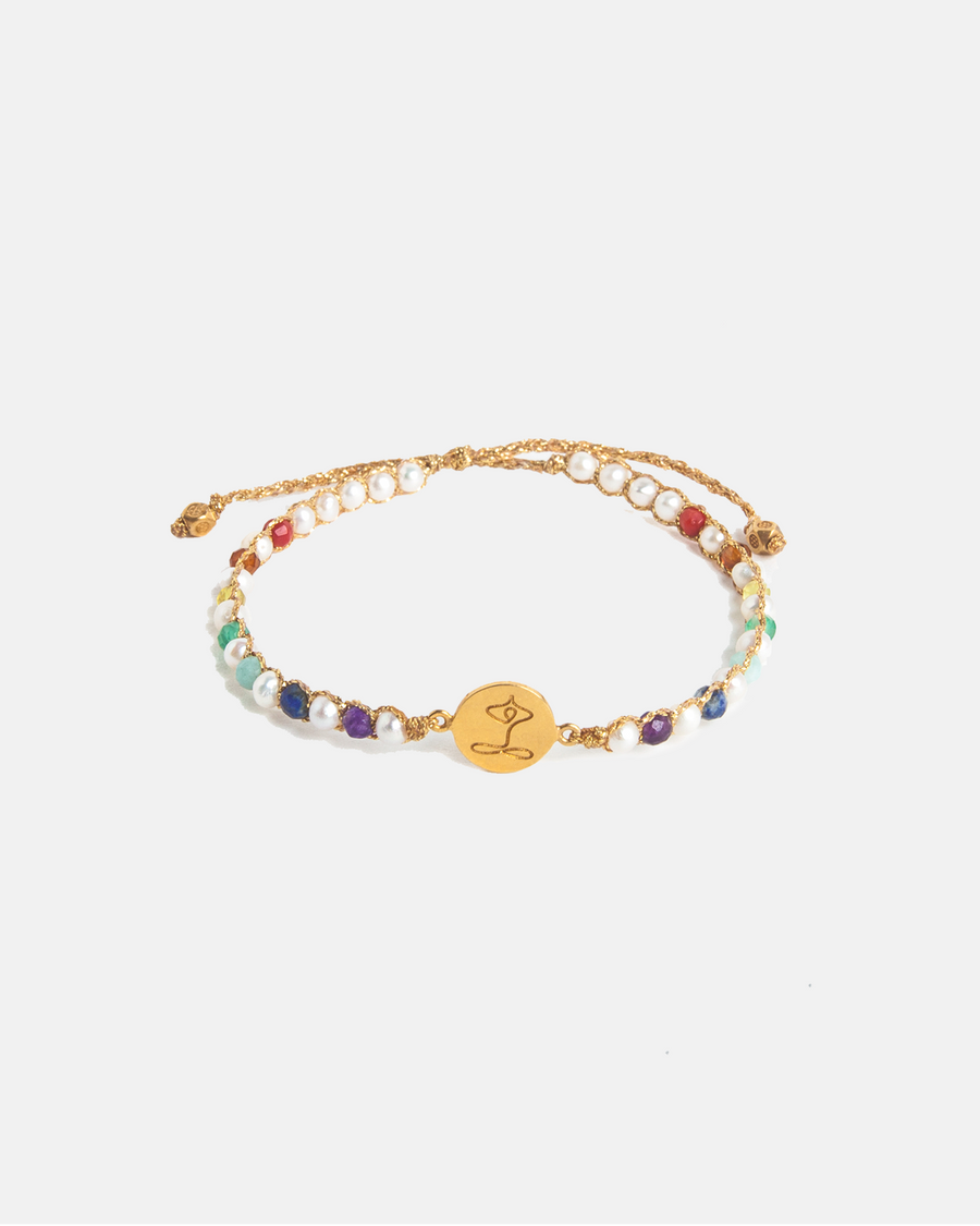 Namaste 7 Chakras Pearl Bracelet | Gold