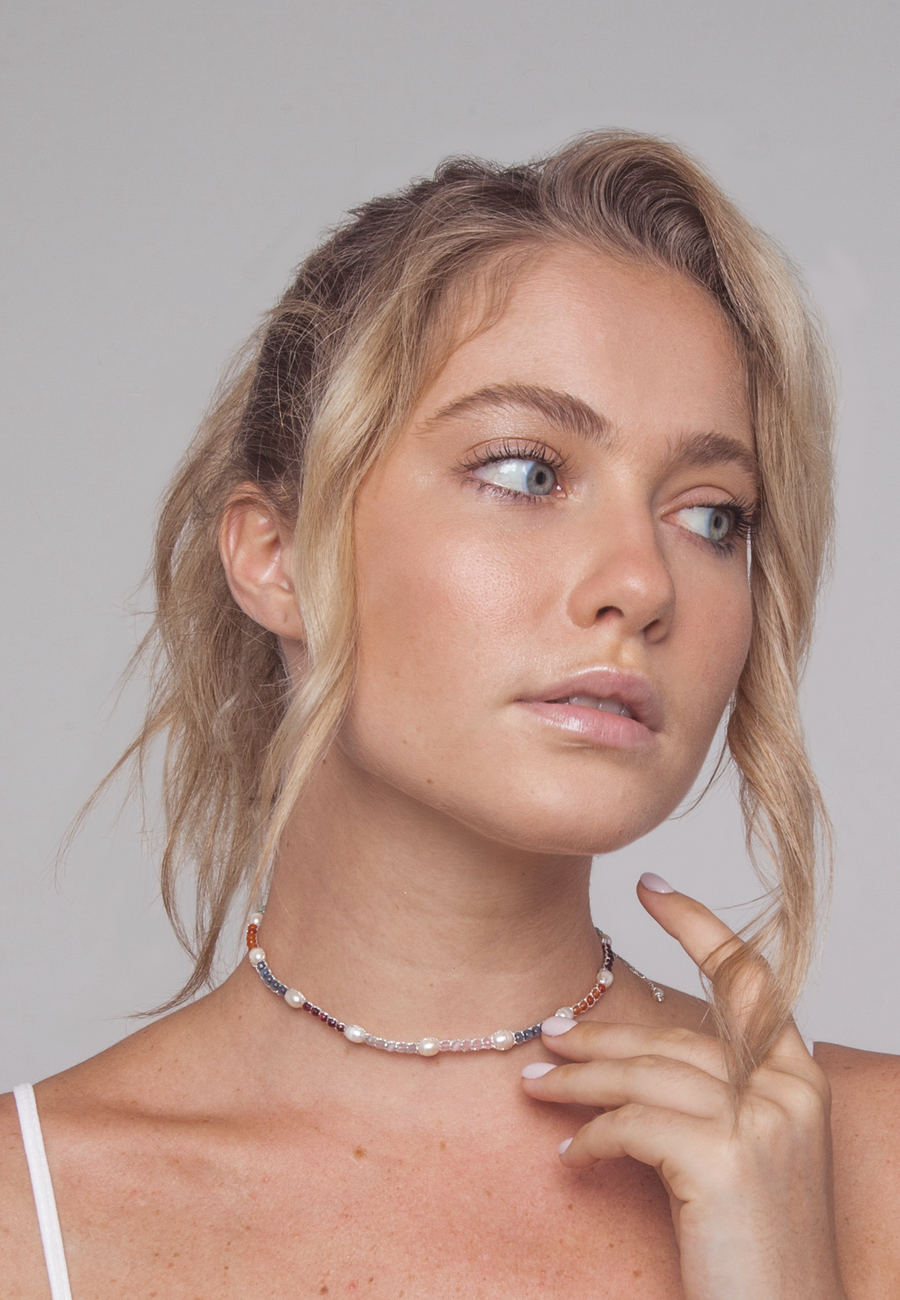 Pearl & Gemstone Choker | Silver