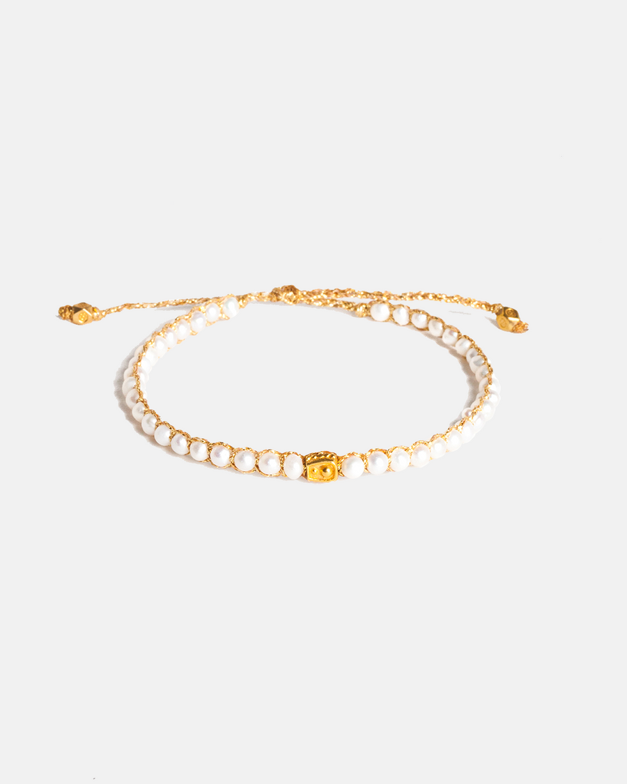 Pearl Round Bracelet | Gold