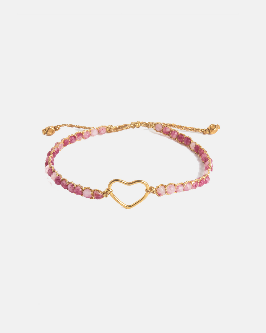 Pink Tourmaline Heart Bracelet | Gold