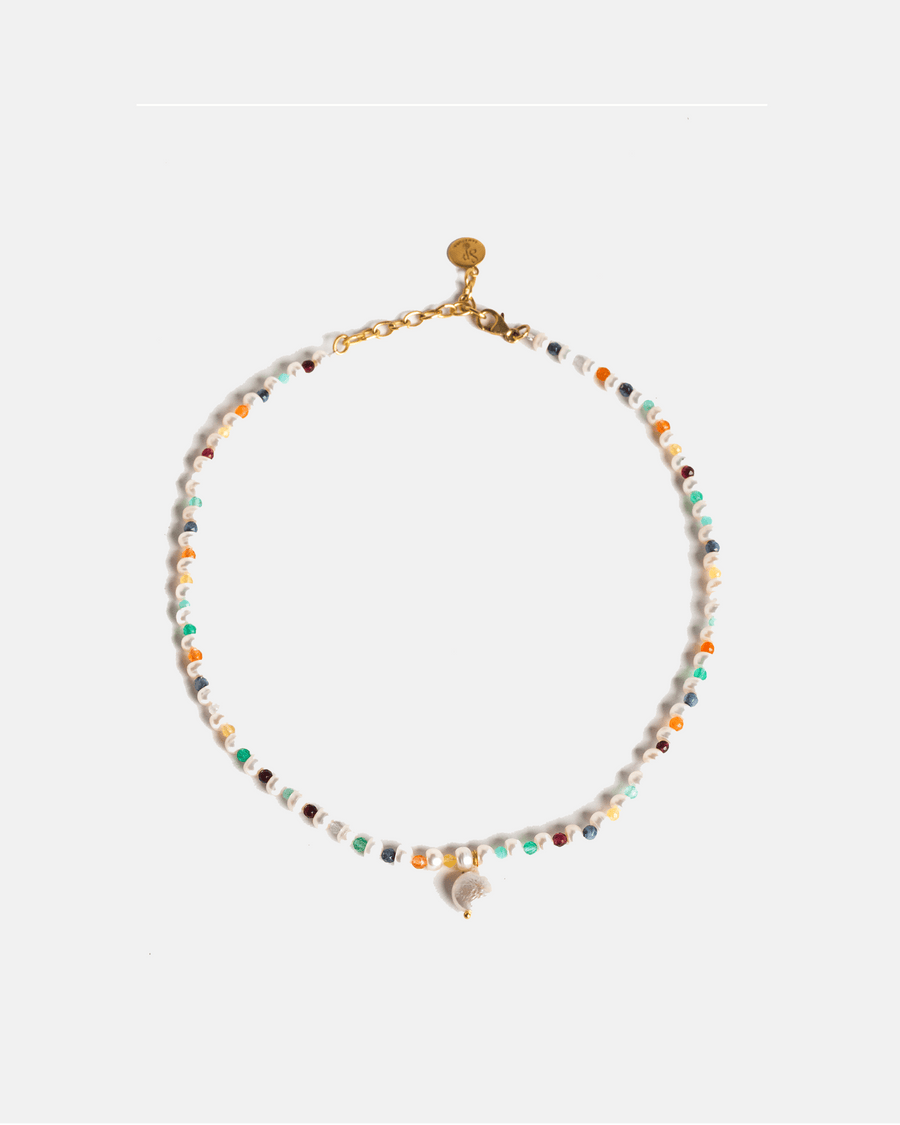 Fresh Water Pearl & Gemstone Necklace | Gold - Samapura Jewelry
