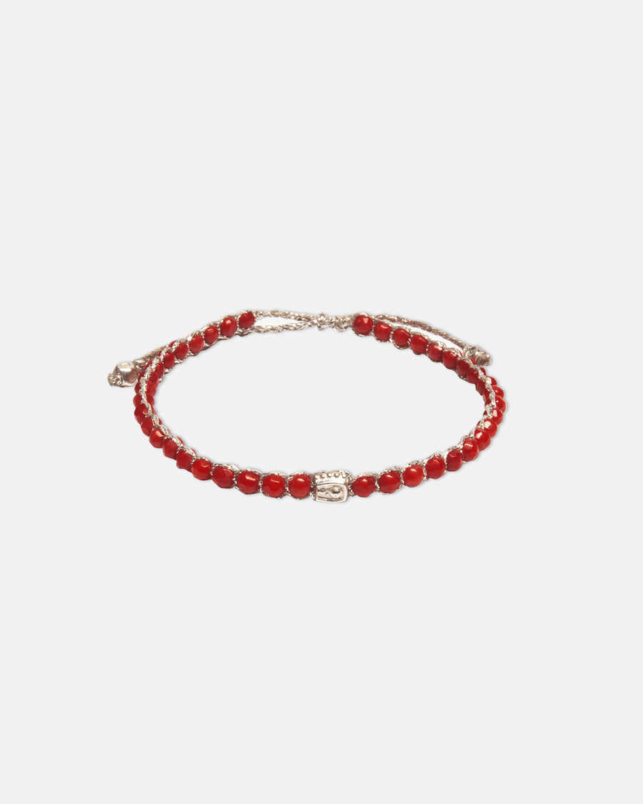 Red Coral Bracelet | Silver - Samapura Jewelry