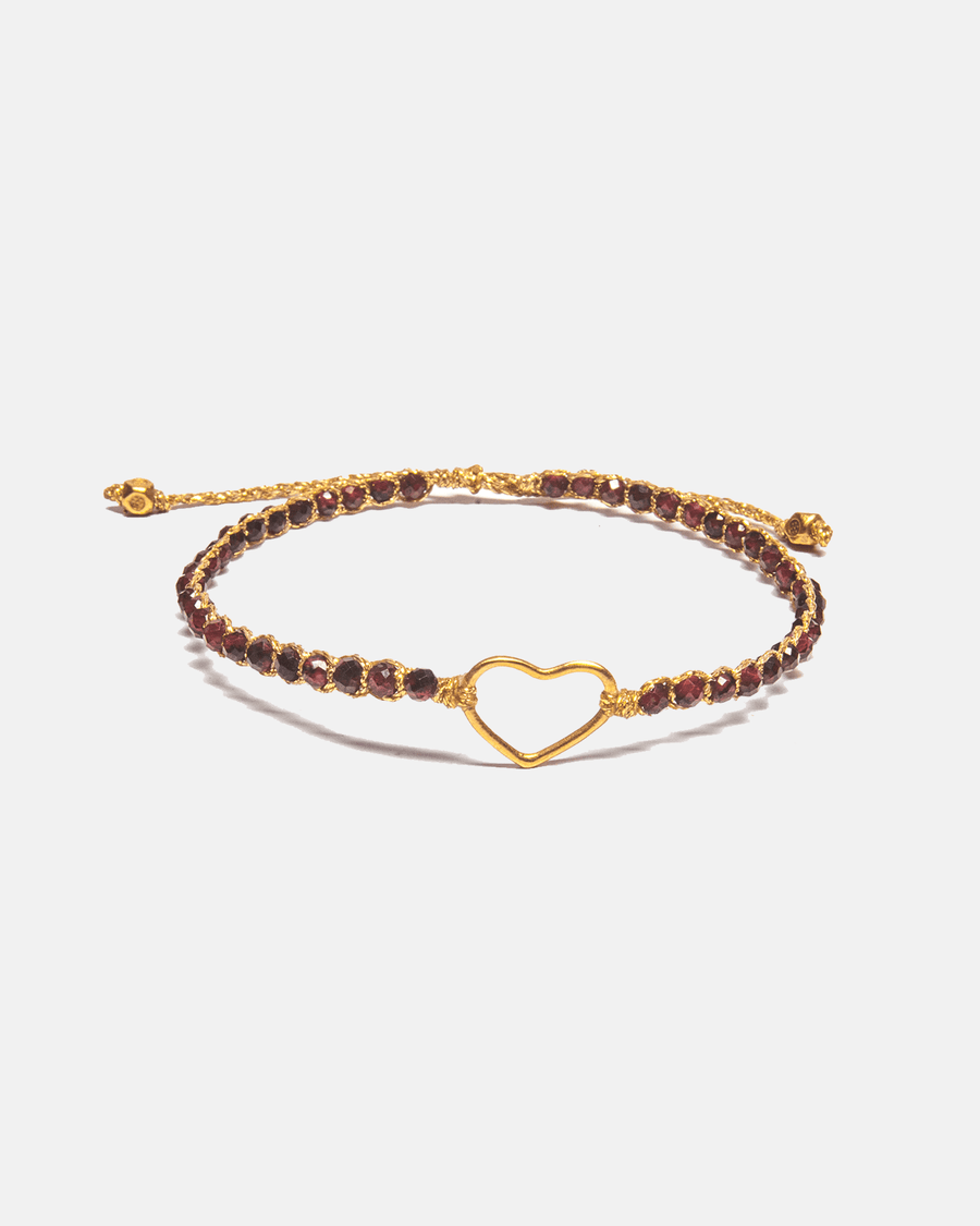 Rhodolite Garnet Heart Bracelet | Gold - Samapura Jewelry