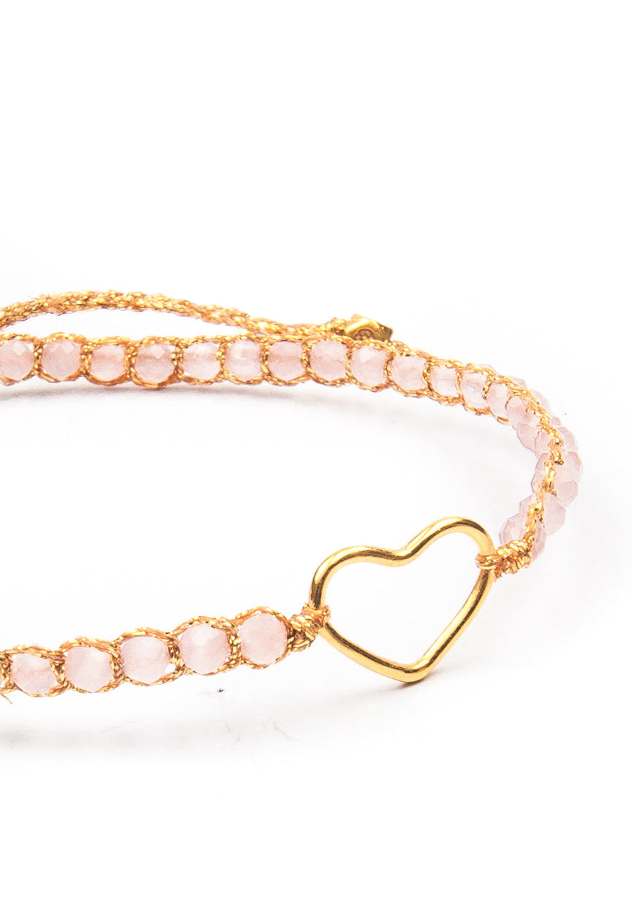 Pink Tourmaline Mozambique Heart Bracelet | Gold