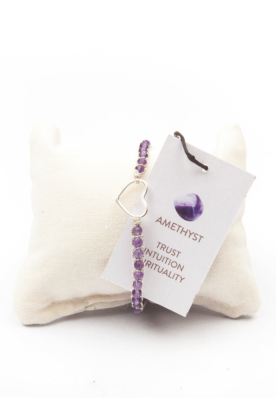 Light Amethyst Heart Bracelet | Silver