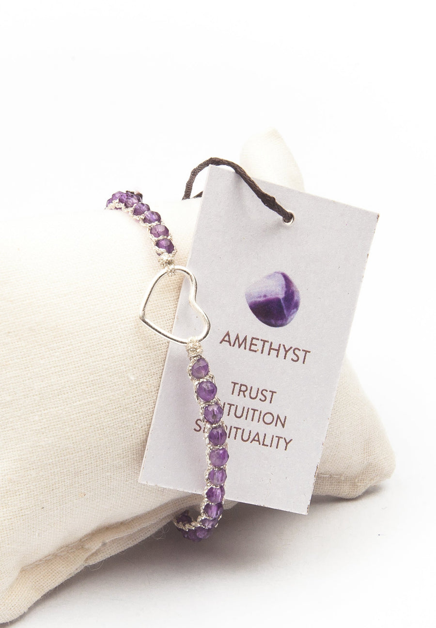 Light Amethyst Heart Bracelet | Silver