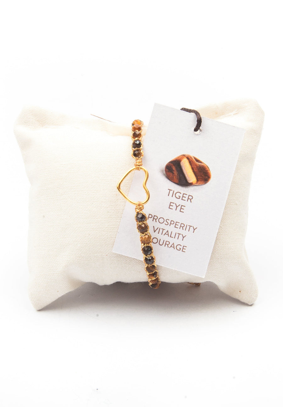 Tiger Eye Bracelet Heart | Gold