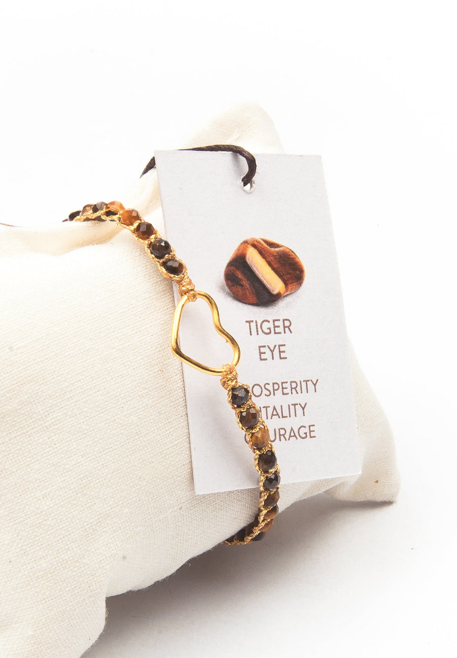 Tiger Eye Bracelet Heart | Gold