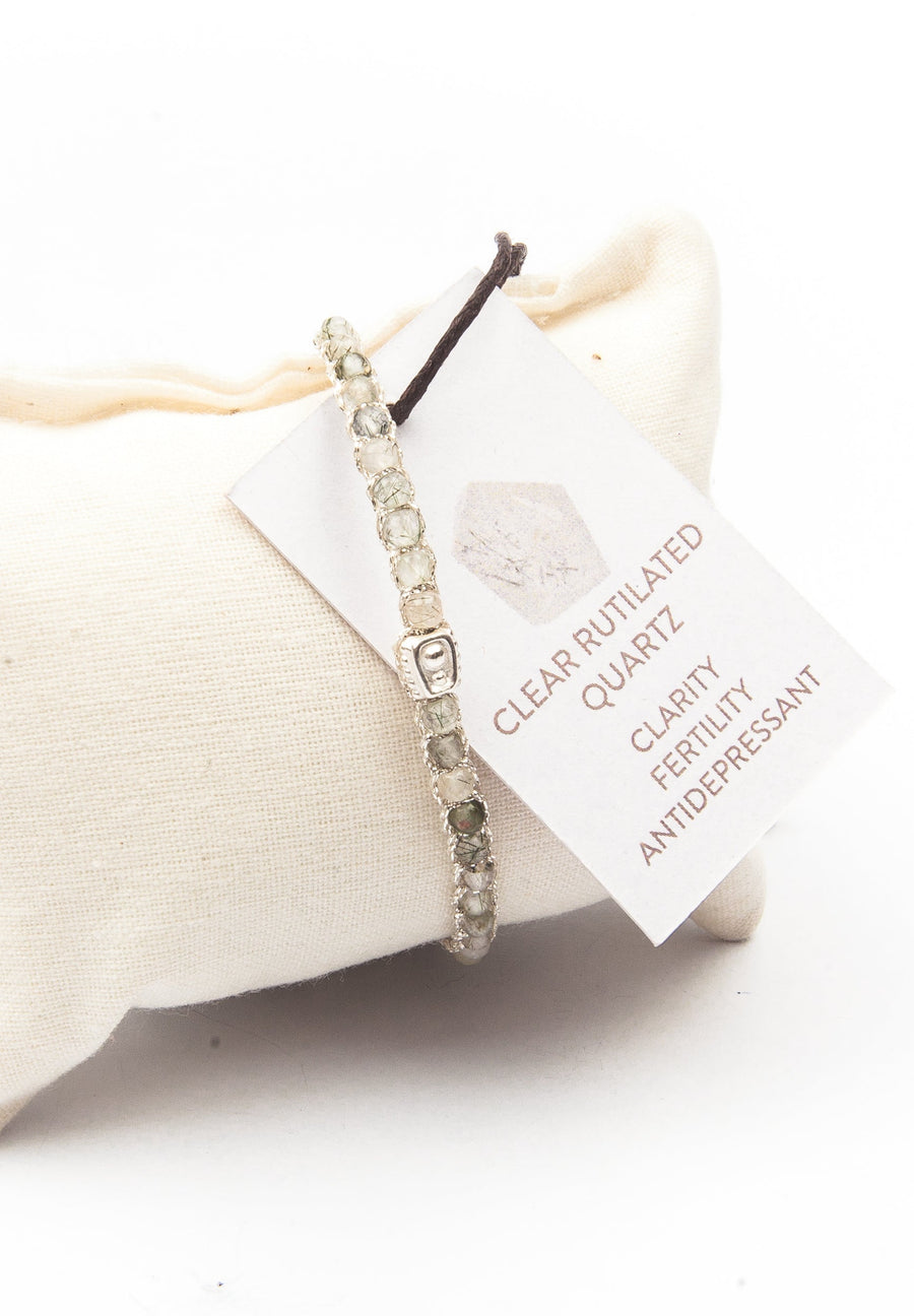 Clear Rutilated Quartz Bracelet | Silver