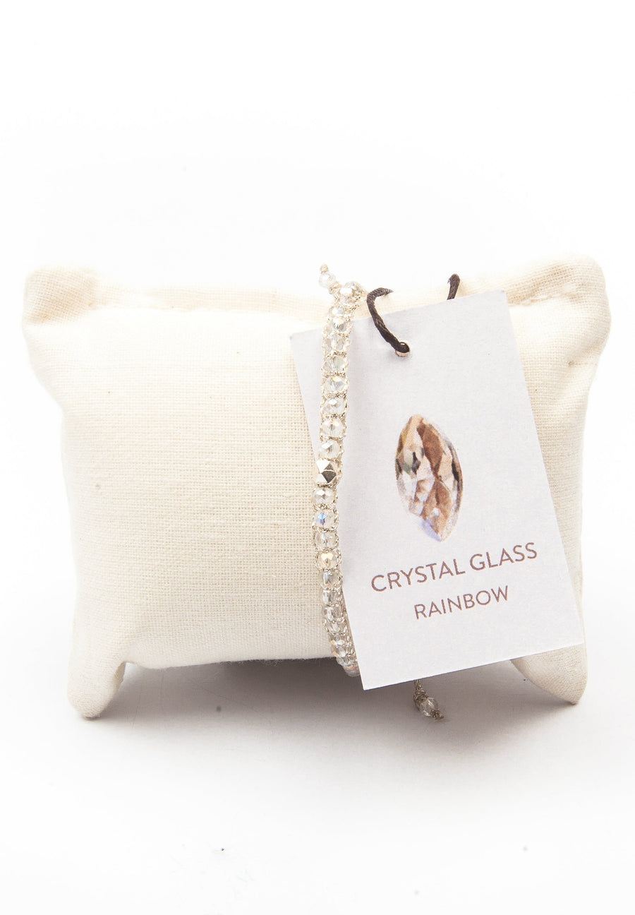 Crystal  Clear Rainbow Nugget Bracelet | Silver