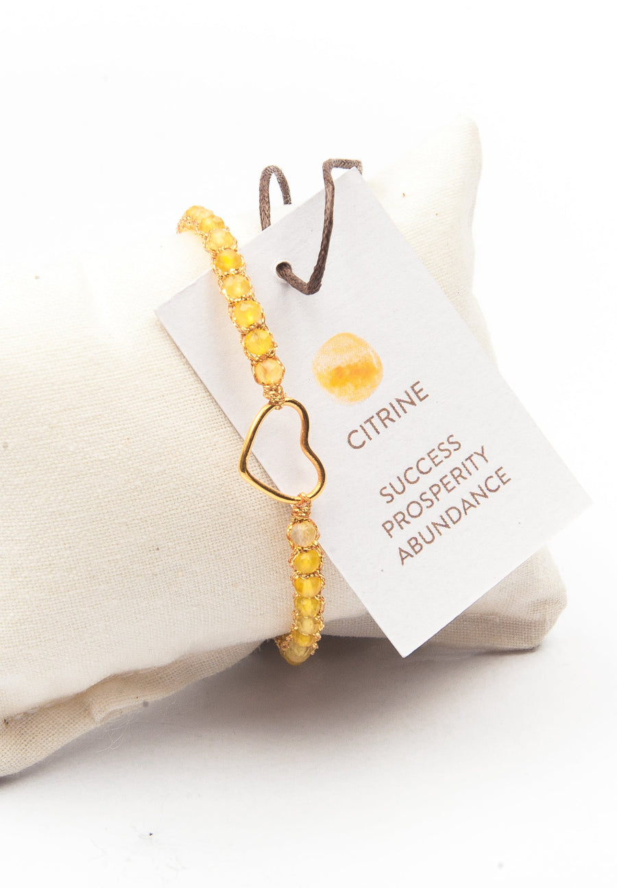 Citrine Bracelet Heart  | Gold