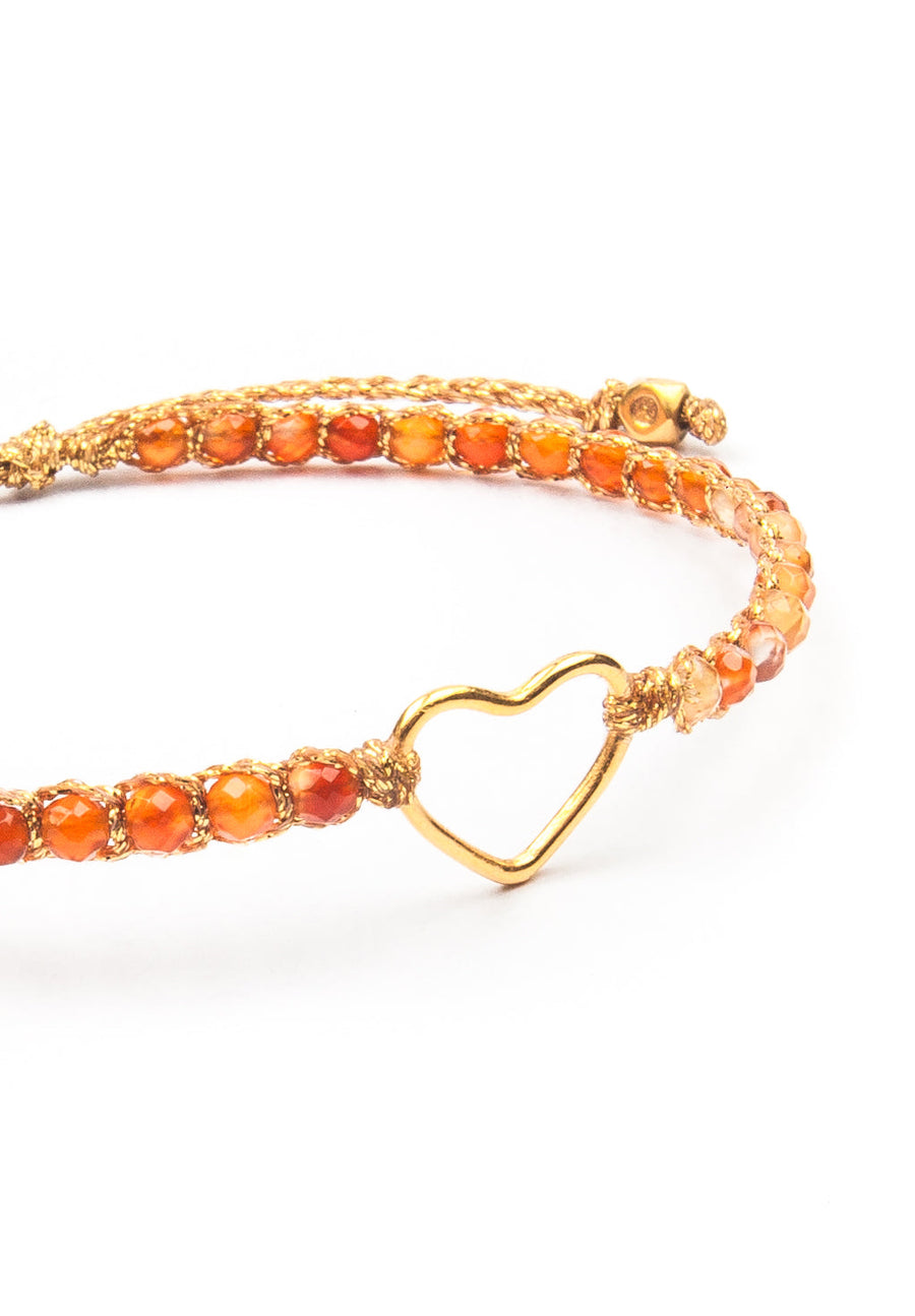 Carnelian Brazil Heart Bracelet | Gold