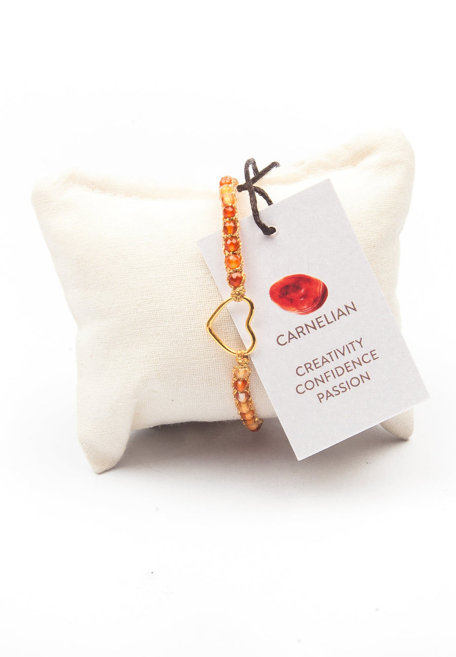 Carnelian Brazil Heart Bracelet | Gold