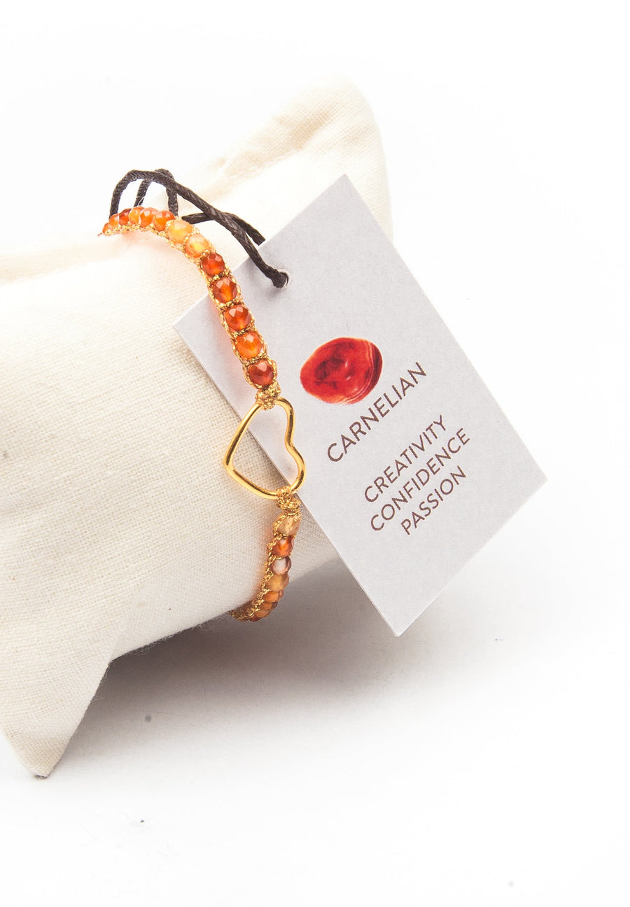 Carnelian Brazil Heart Bracelet | Gold