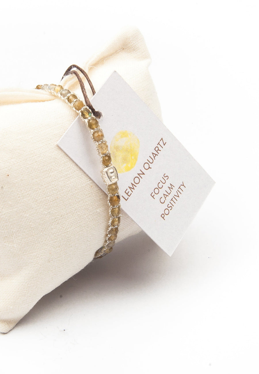 Dark Lemon Quartz Bracelet | Silver