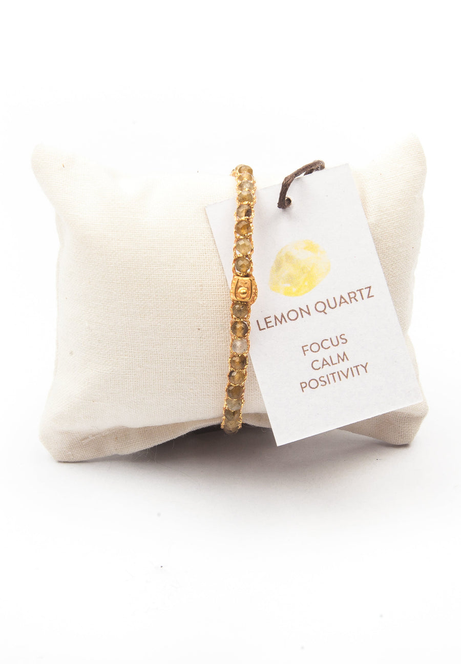 Dark Lemon Quartz Bracelet | Gold