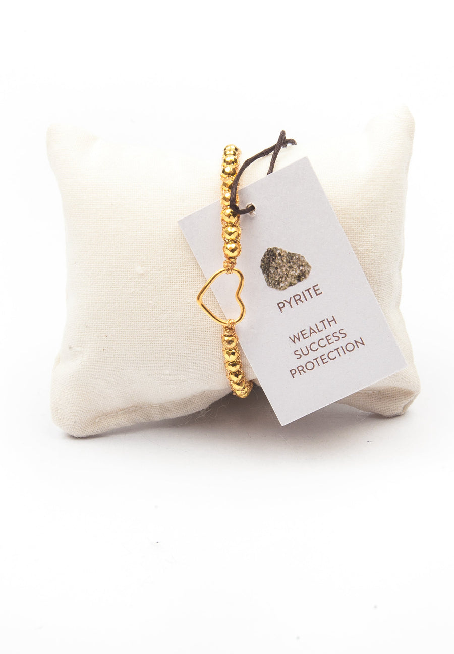 Pyrite Bracelet Heart | Gold