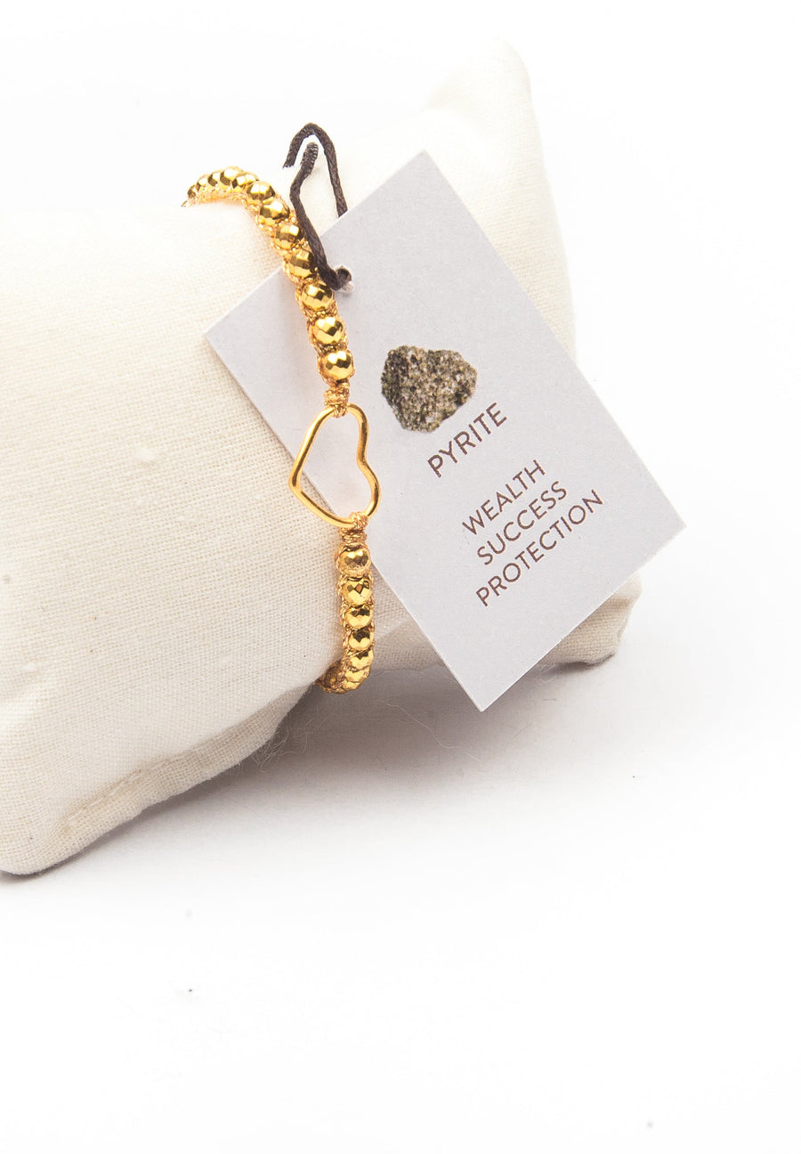 Pyrite Bracelet Heart | Gold