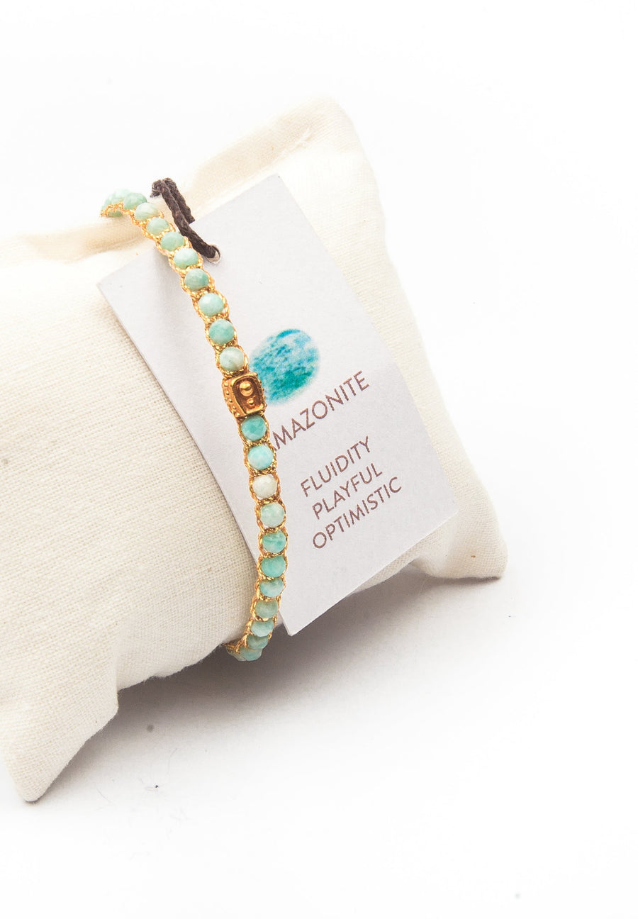 Amazonite from South Africa Bracelet | Gold