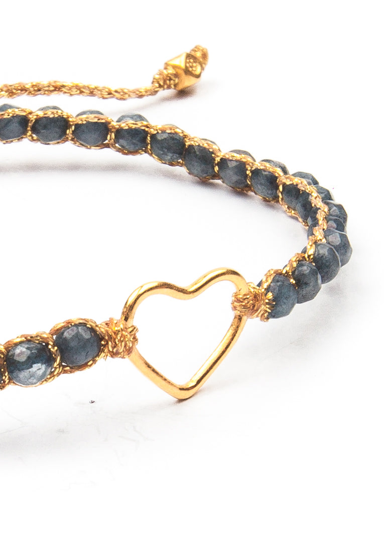 Blue Aventurine Heart Bracelet | Gold