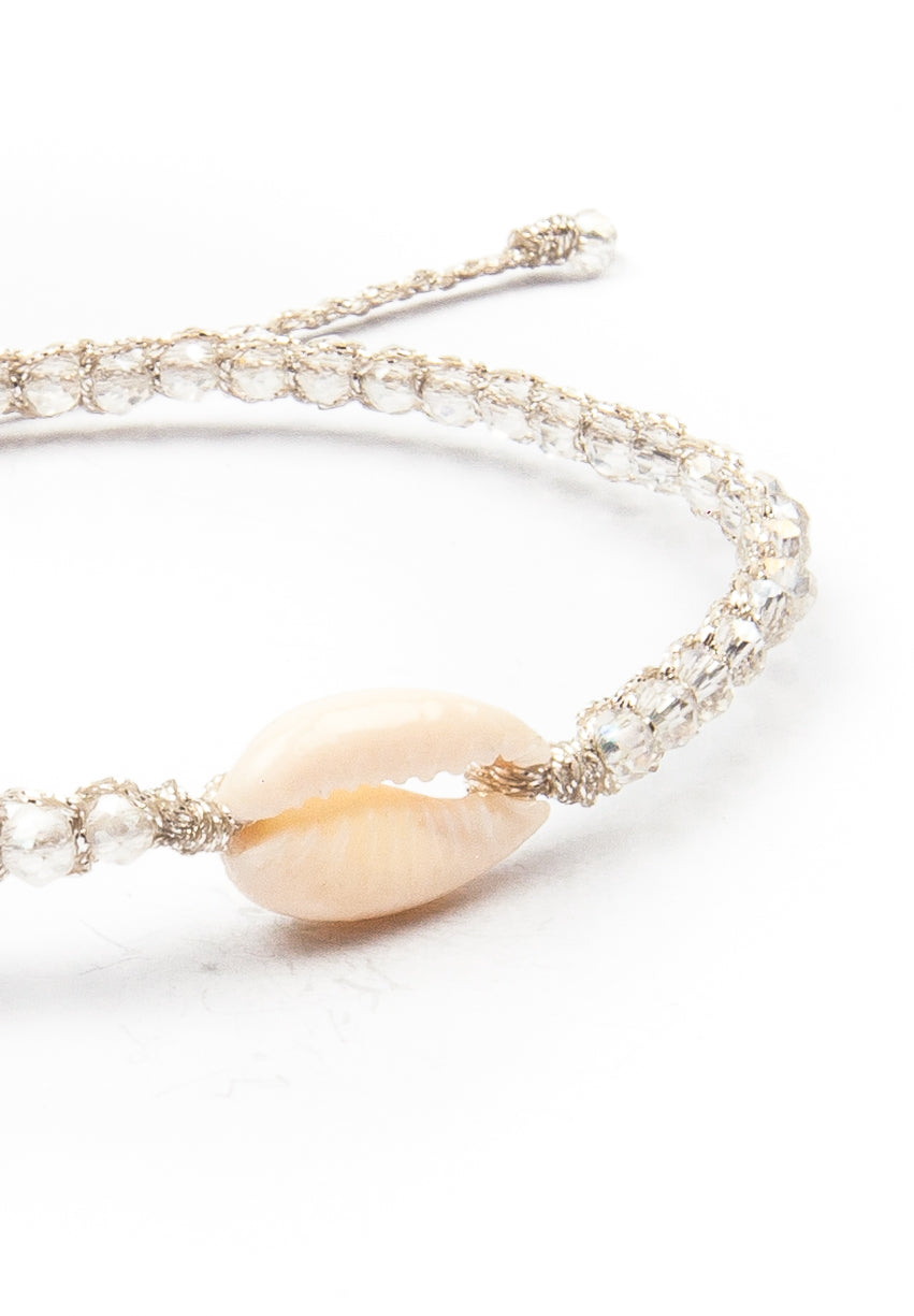 Crystal Clear Rainbow Shell  Bracelet | Silver