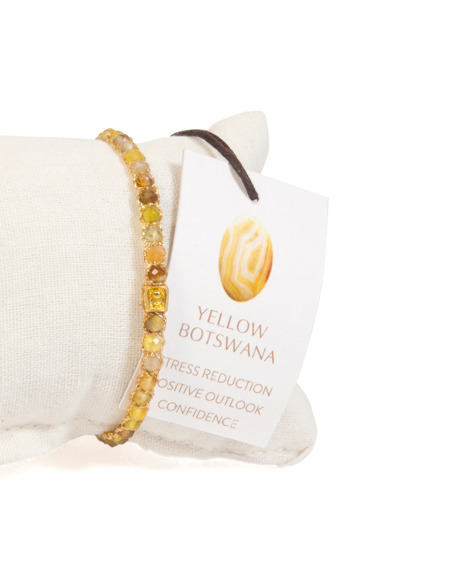 Yellow Botswana Agate  Bracelet | Gold