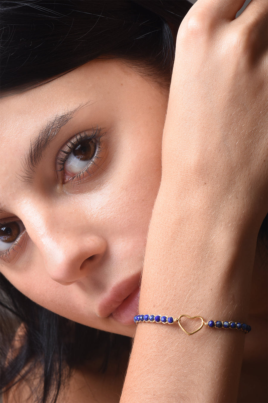 Lapis Lazuli Heart Bracelet | Gold