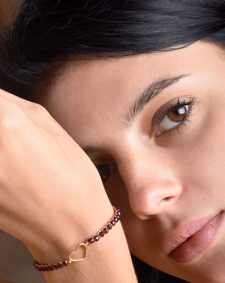 Ruby Heart Bracelet | Gold