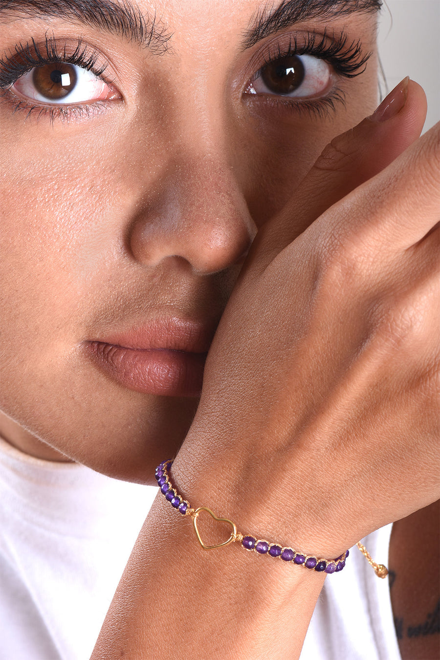 Amethyst Heart Bracelet | Gold