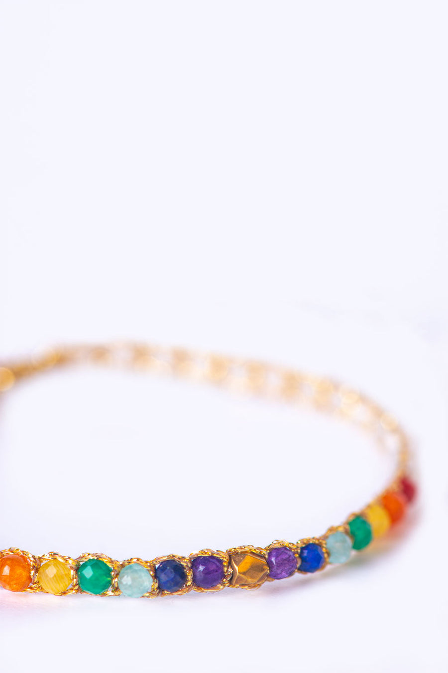 7 Chakras Moonstone Bracelet | Gold